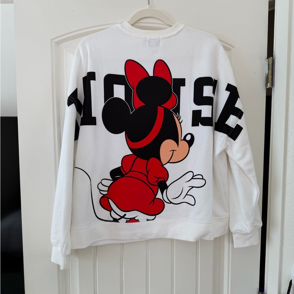 Disneyland Women’s Minnie Mouse Back to Front Pullover Sweatshirt Size Small - Picture 2 of 3